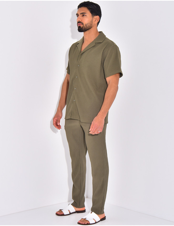 Ensemble plissé pantalon et chemise manches courtes