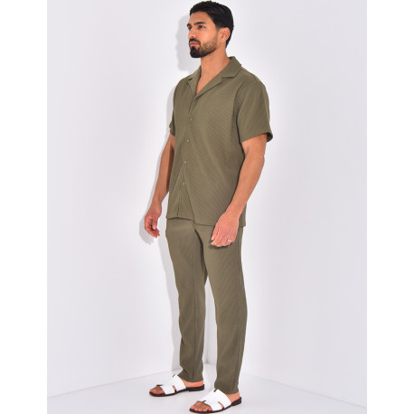 Ensemble plissé pantalon et chemise manches courtes