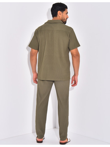 Ensemble plissé pantalon et chemise manches courtes