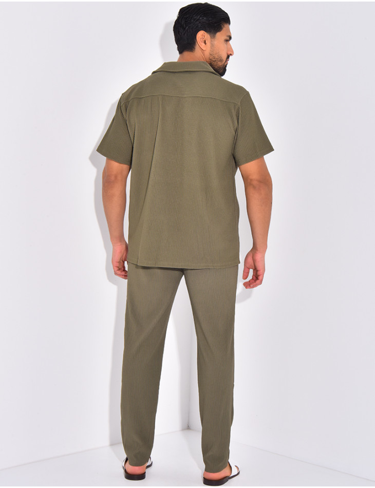 Ensemble plissé pantalon et chemise manches courtes