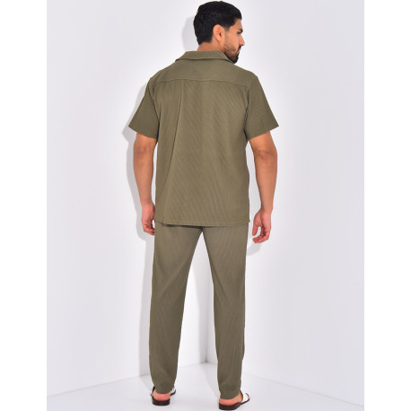 Ensemble plissé pantalon et chemise manches courtes