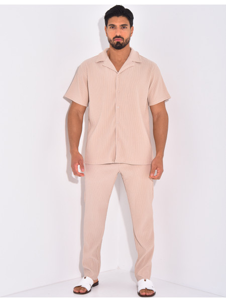 Ensemble plissé pantalon et chemise manches courtes
