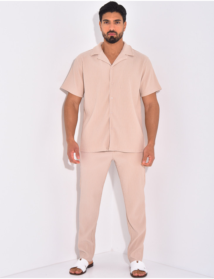 Ensemble plissé pantalon et chemise manches courtes