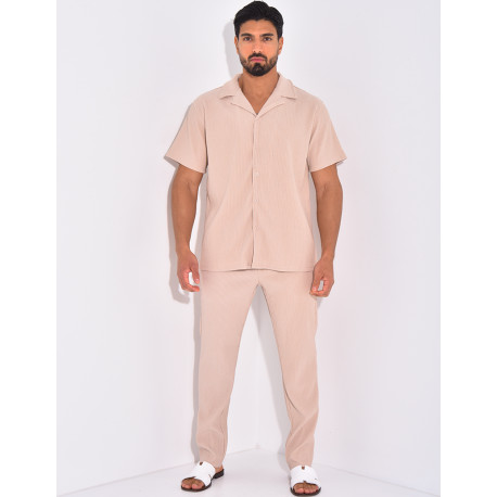 Ensemble plissé pantalon et chemise manches courtes