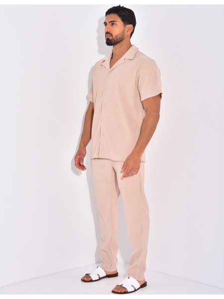 Ensemble plissé pantalon et chemise manches courtes