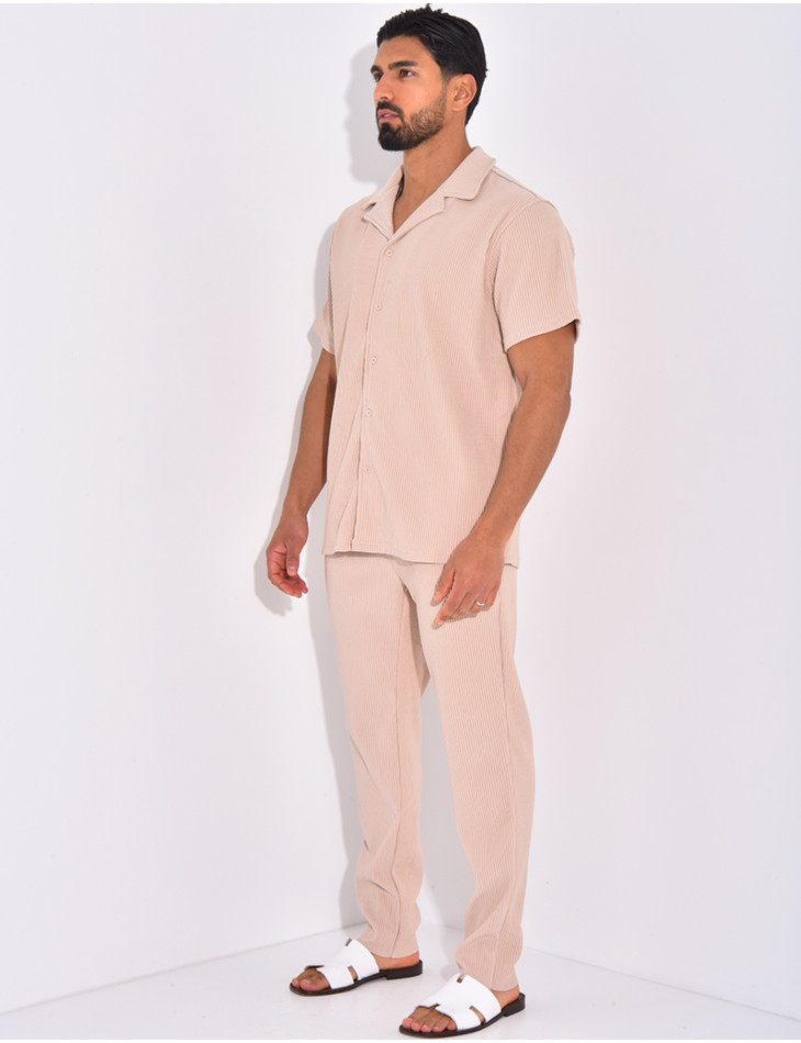 Ensemble plissé pantalon et chemise manches courtes