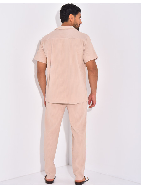 Ensemble plissé pantalon et chemise manches courtes
