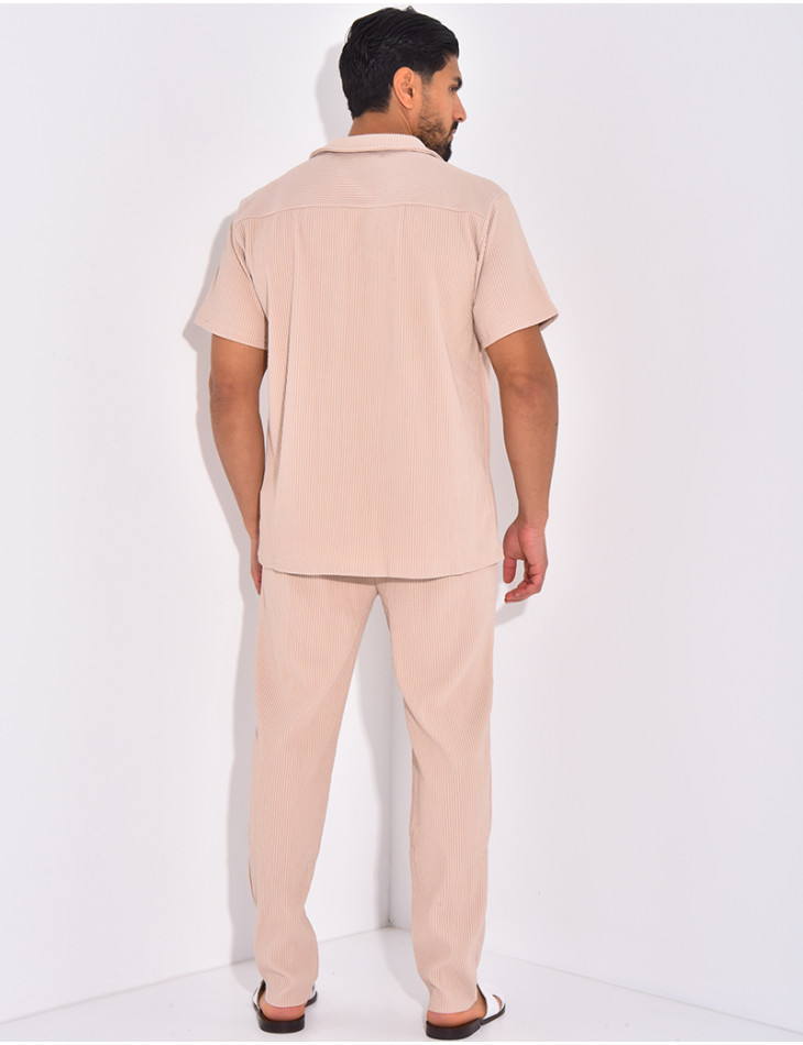 Ensemble plissé pantalon et chemise manches courtes