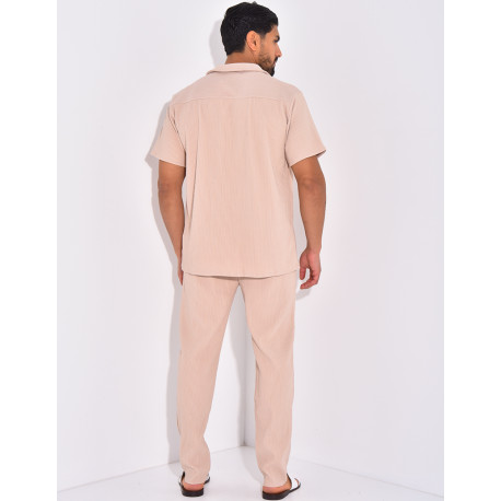 Ensemble plissé pantalon et chemise manches courtes
