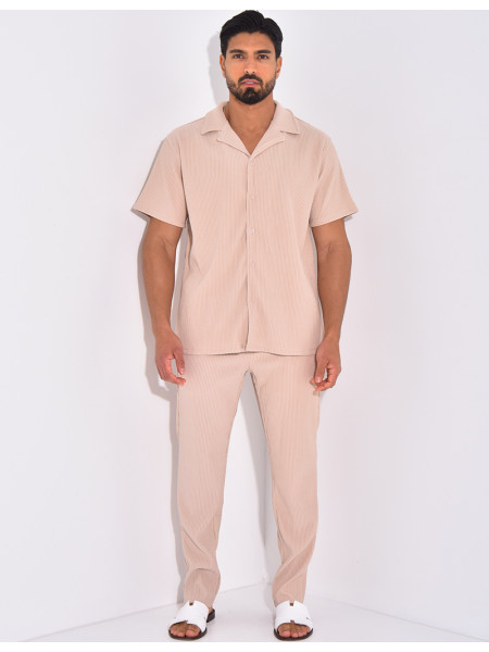 Ensemble plissé pantalon et chemise manches courtes