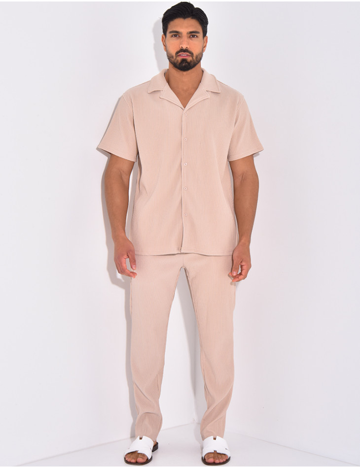 Ensemble plissé pantalon et chemise manches courtes