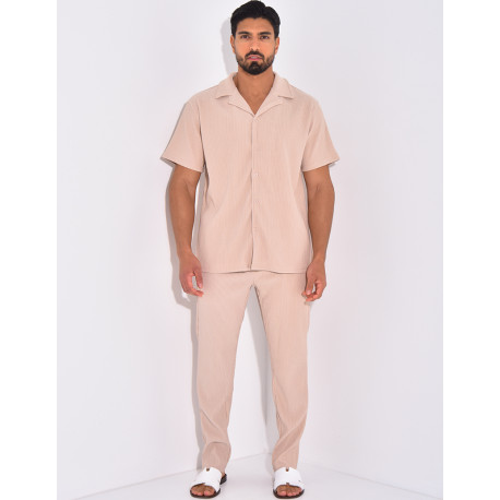 Ensemble plissé pantalon et chemise manches courtes