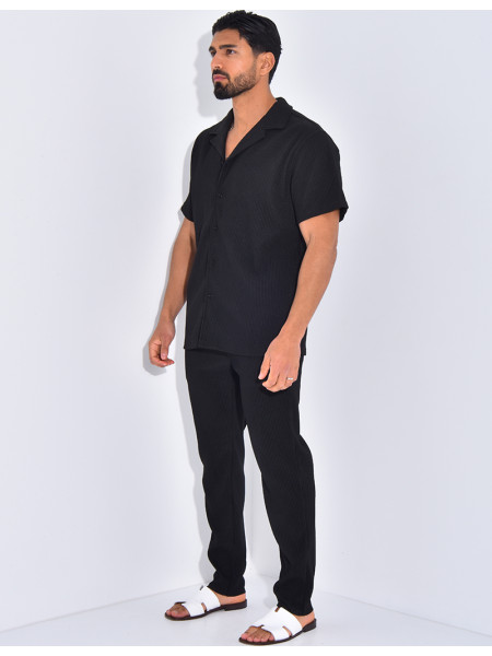 Ensemble plissé pantalon et chemise manches courtes
