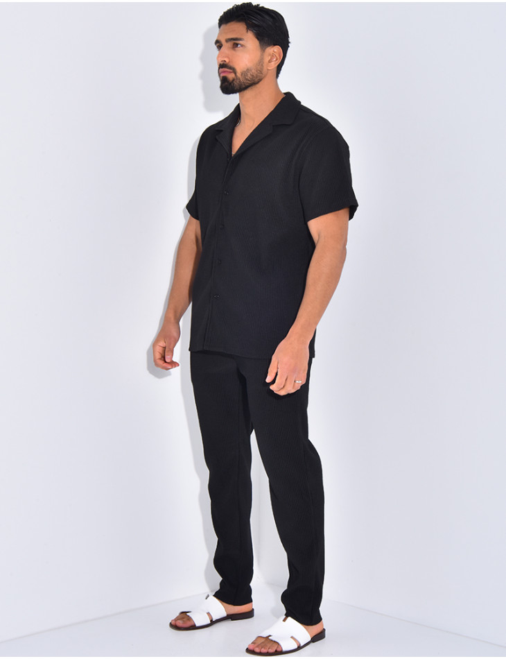Ensemble plissé pantalon et chemise manches courtes