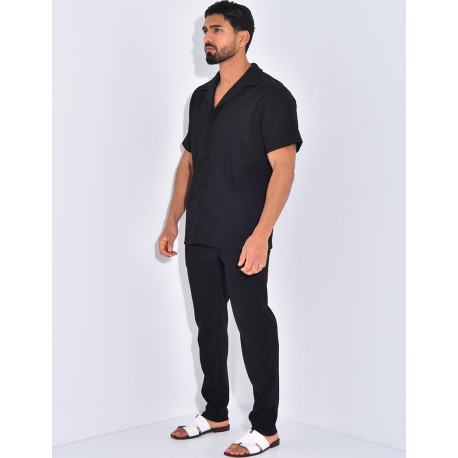 Ensemble plissé pantalon et chemise manches courtes