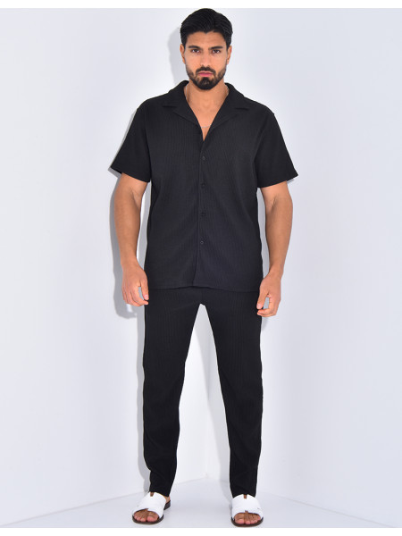 Ensemble plissé pantalon et chemise manches courtes