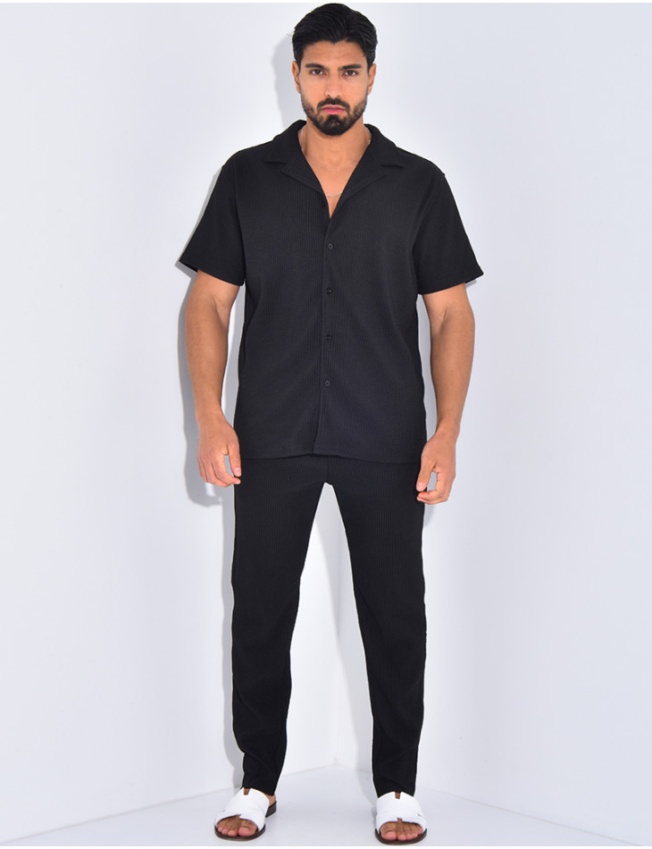 Ensemble plissé pantalon et chemise manches courtes