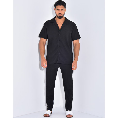 Ensemble plissé pantalon et chemise manches courtes