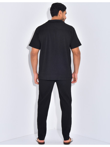 Ensemble plissé pantalon et chemise manches courtes