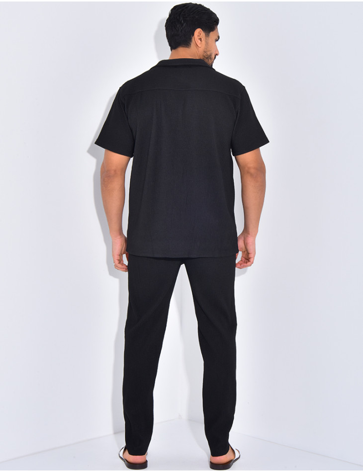 Ensemble plissé pantalon et chemise manches courtes