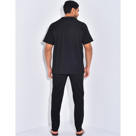 Ensemble plissé pantalon et chemise manches courtes