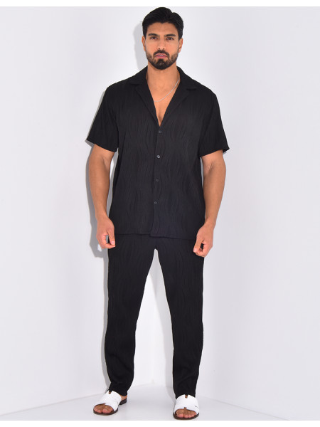 Ensemble pantalon et chemise plissé