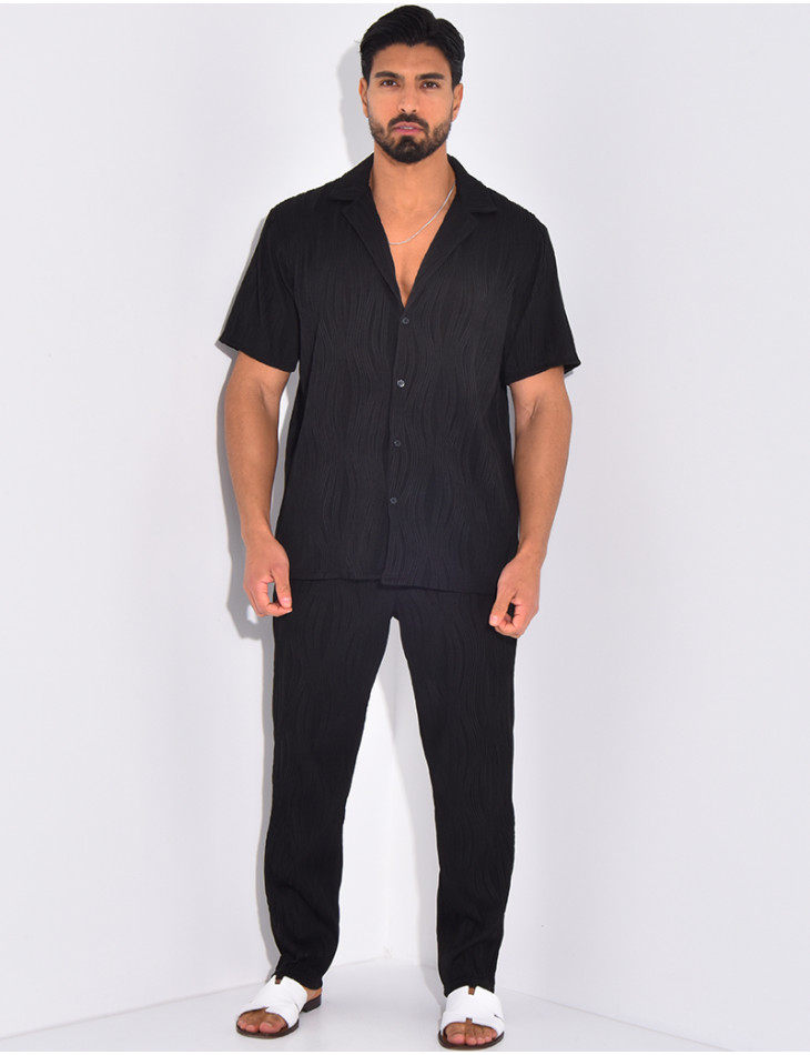 Ensemble pantalon et chemise plissé