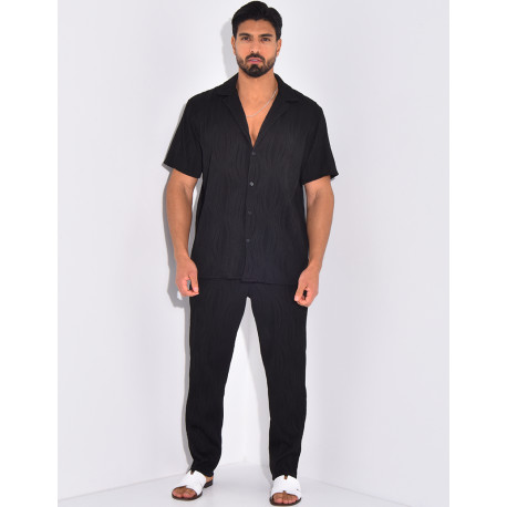 Ensemble pantalon et chemise plissé