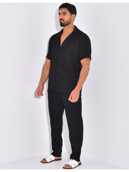 Ensemble pantalon et chemise plissé