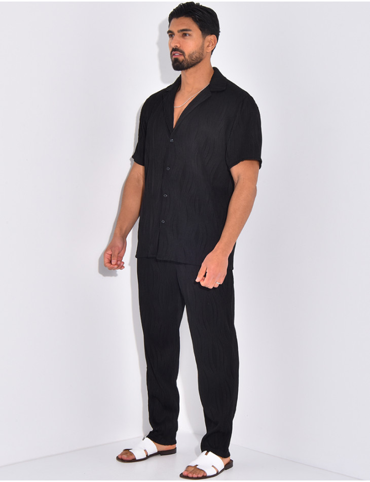 Ensemble pantalon et chemise plissé