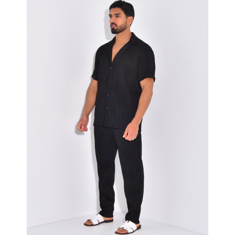 Ensemble pantalon et chemise plissé