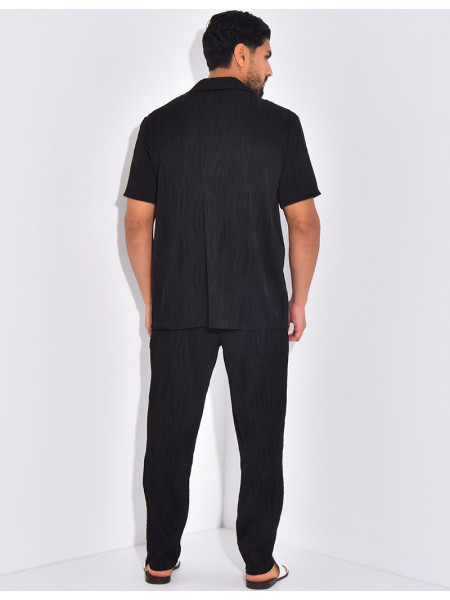 Ensemble pantalon et chemise plissé