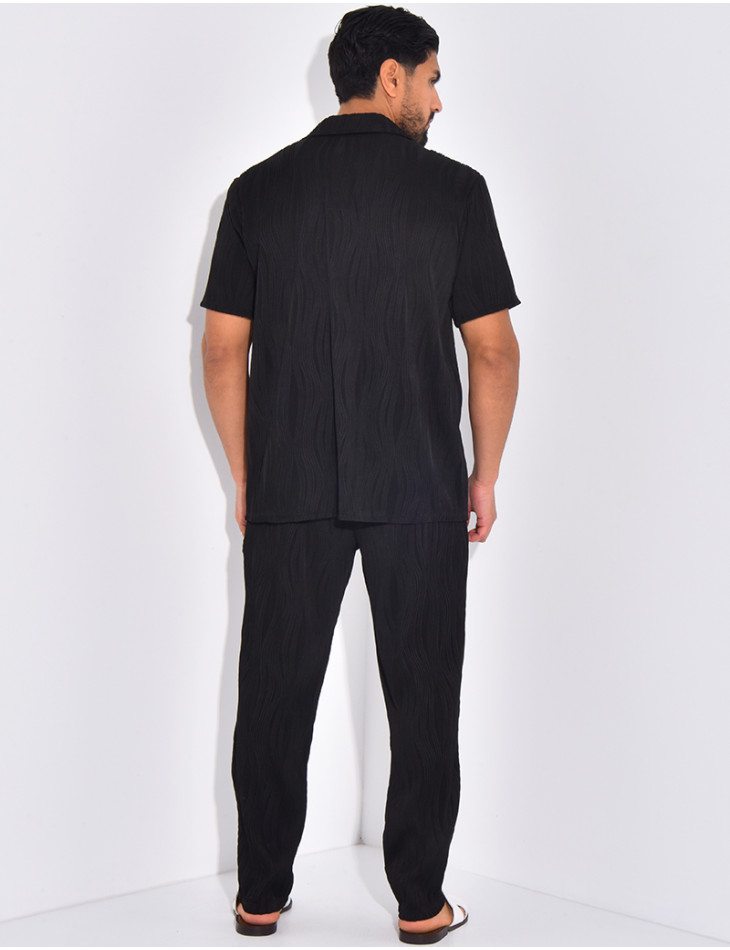 Ensemble pantalon et chemise plissé