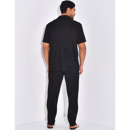 Ensemble pantalon et chemise plissé