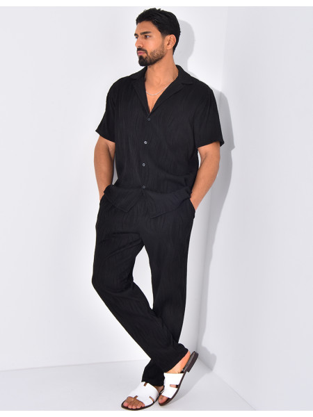 Ensemble pantalon et chemise plissé