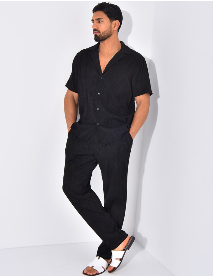 Ensemble pantalon et chemise plissé