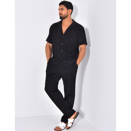 Ensemble pantalon et chemise plissé