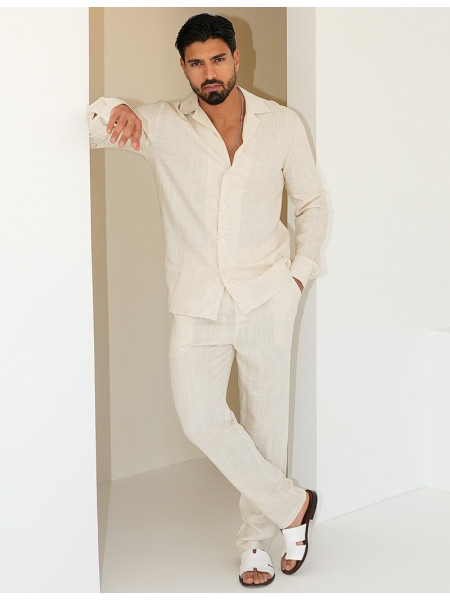 Ensemble pantalon et chemise en lin