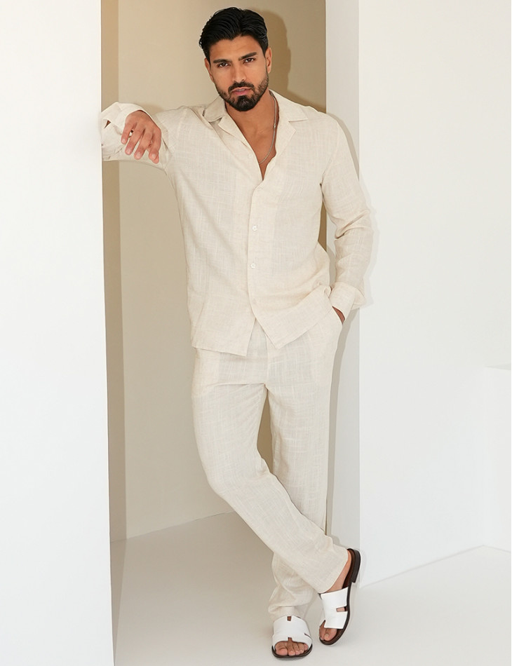 Ensemble pantalon et chemise en lin