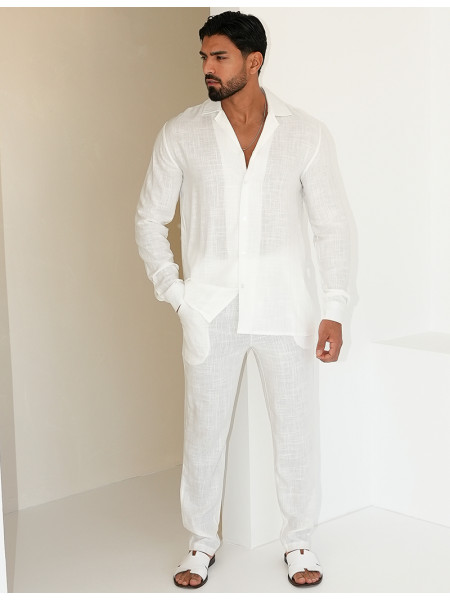 Ensemble pantalon et chemise en lin