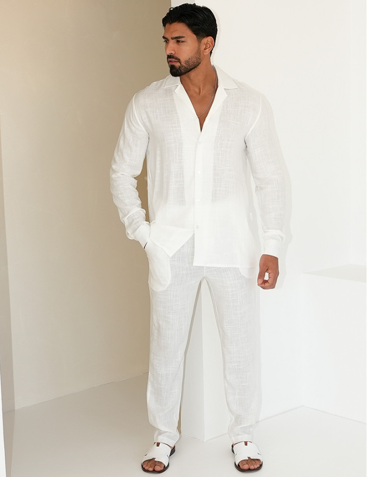 Ensemble pantalon et chemise en lin