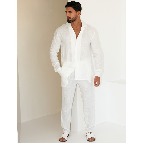 Ensemble pantalon et chemise en lin
