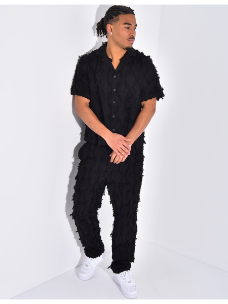 Ensemble pantalon et chemise manches courtes effiloché