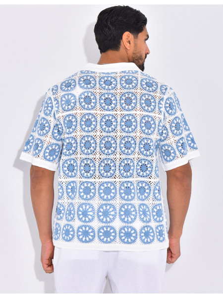 Chemise manches courtes ajourées à motifs