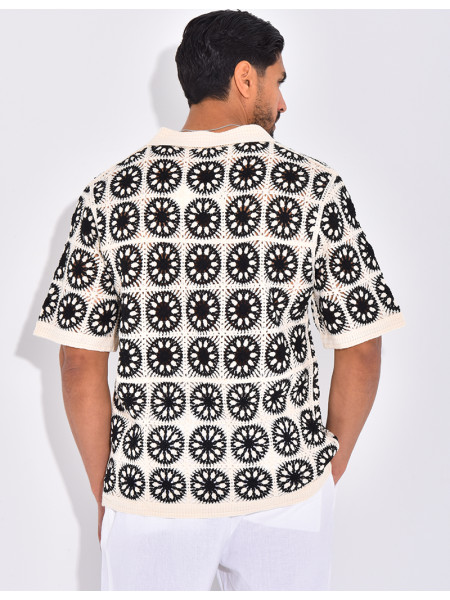 Chemise manches courtes ajourées à motifs