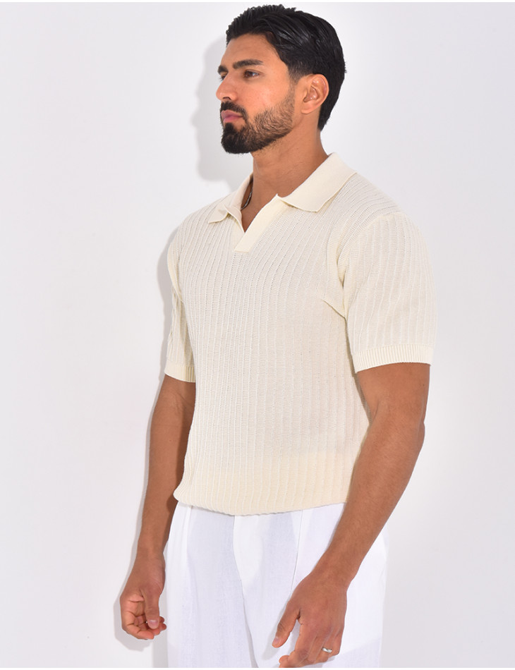 Polo manches courtes côtelé