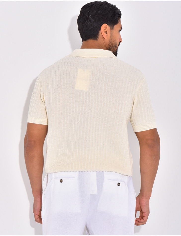 Polo manches courtes côtelé