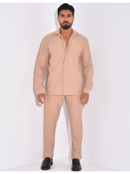 Ensemble pantalon et chemise plissé