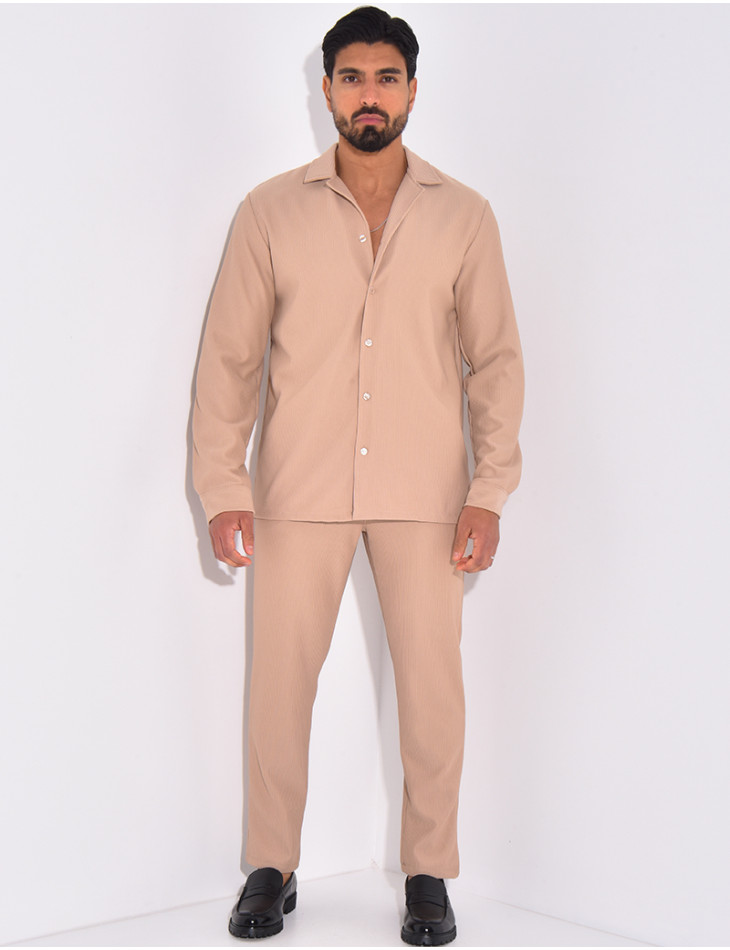 Ensemble pantalon et chemise plissé
