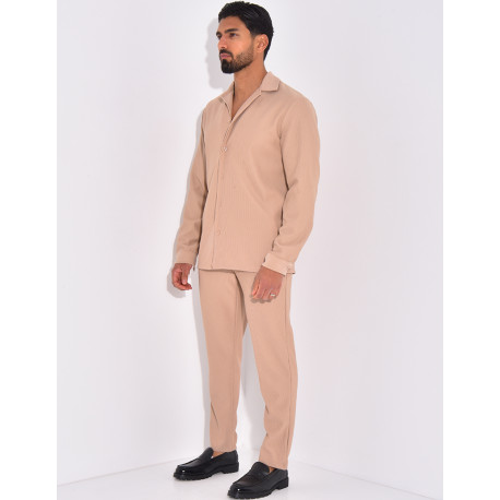 Ensemble pantalon et chemise plissé